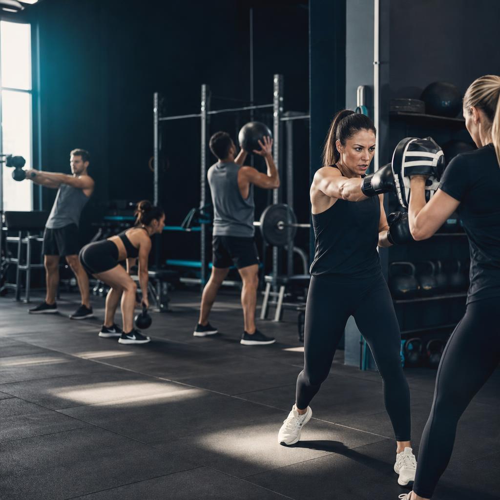 A group taking part in a fitness training session
